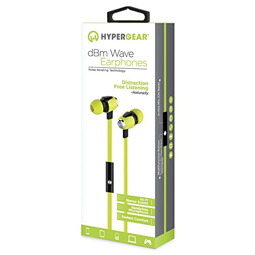 HyperGear dBm Wave in-Ear Earphones with Microphone, Noise Isolation Earbuds w/Precision Bass Sound Compatible for iPhones, Galaxy, iPad/Tablets + Fits Most 3.5mm Jack [Green]