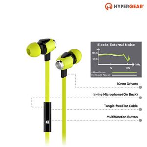 HyperGear dBm Wave in-Ear Earphones with Microphone, Noise Isolation Earbuds w/Precision Bass Sound Compatible for iPhones, Galaxy, iPad/Tablets + Fits Most 3.5mm Jack [Green]