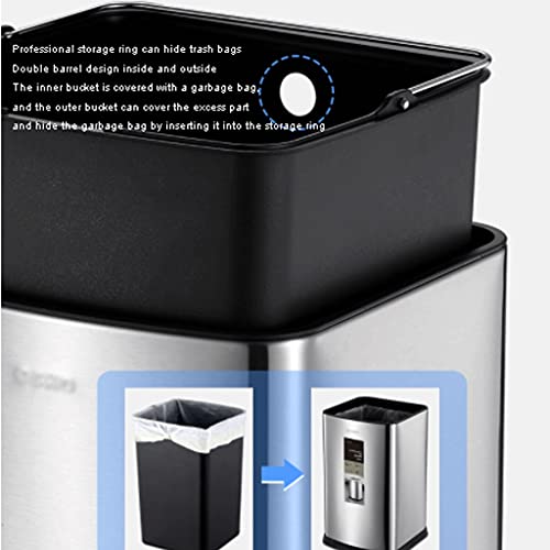 Garbage can Automatic Trash Can Touchless Infrared Motion Senso Garbage Can with Lid Stainless Steel Garbage Bin for Kitchen, Office Sturdy (Color : Silver)