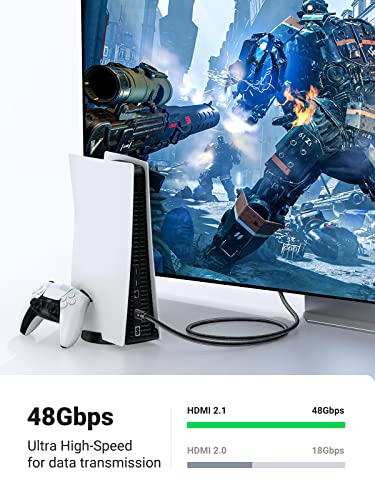UGREEN 8K HDMI 2.1 Cable Certified 6.6FT Ultra High Speed HDMI Cord 4K 120Hz 48Gbps HDCP 2.2&2.3 eARC HDR Dolby Compatible for PS5 Xbox Series X Nintendo Switch Roku TV Laptop Monitor