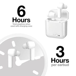 DPI iLive Truly Wire-Free Bluetooth Earbuds, Sweatproof Design, Charging Case, Includes 3 Set of Ear Tips, White (IAEBT300W)
