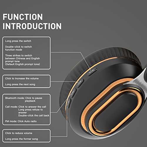 Bluetooth Headphone Foldable Wireless HiFi Stereo Earphone Noise Cancelling Headset Bass Type-c Gaming Sports Headset (Black)