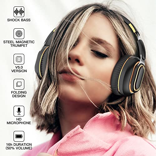 Bluetooth Headphone Foldable Wireless HiFi Stereo Earphone Noise Cancelling Headset Bass Type-c Gaming Sports Headset (Black)