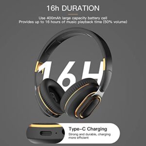 Bluetooth Headphone Foldable Wireless HiFi Stereo Earphone Noise Cancelling Headset Bass Type-c Gaming Sports Headset (Black)