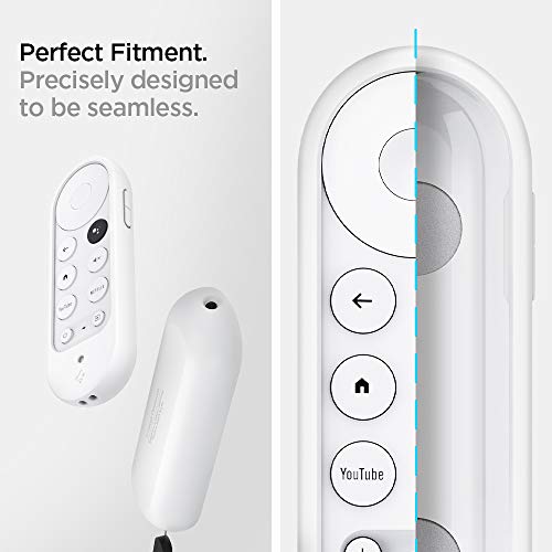 Spigen Silicone Fit Designed for Chromecast with Google TV Voice Remote Case Cover (Metal Plate and Magnetic Included) - White