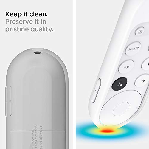 Spigen Silicone Fit Designed for Chromecast with Google TV Voice Remote Case Cover (Metal Plate and Magnetic Included) - White