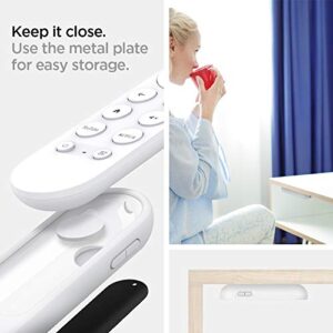 Spigen Silicone Fit Designed for Chromecast with Google TV Voice Remote Case Cover (Metal Plate and Magnetic Included) - White