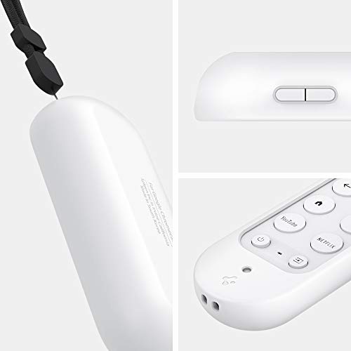 Spigen Silicone Fit Designed for Chromecast with Google TV Voice Remote Case Cover (Metal Plate and Magnetic Included) - White