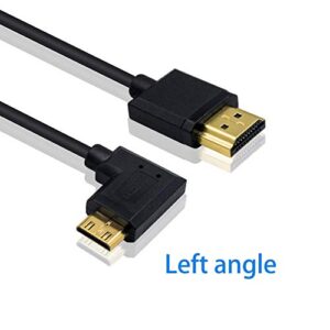 Duttek Mini HDMI to Standard HDMI Cable, HDMI to Mini HDMI Cable, Ultra-Thin Left Angled 90 Degree Mini HDMI Male to HDMI Male Cable Support 4K Ultra HD, 1080p, 3D(HDMI 2.0) (15cm/6 inch)