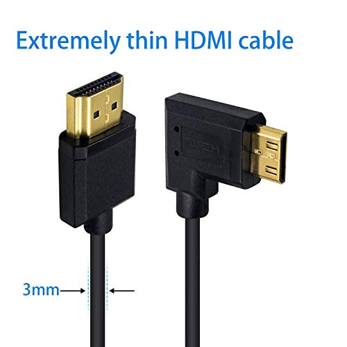 Duttek Mini HDMI to Standard HDMI Cable, HDMI to Mini HDMI Cable, Ultra-Thin Left Angled 90 Degree Mini HDMI Male to HDMI Male Cable Support 4K Ultra HD, 1080p, 3D(HDMI 2.0) (15cm/6 inch)