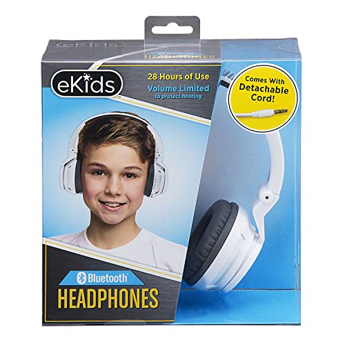 eKids Kids Bluetooth Headphones, Wireless Headphones with Microphone Includes Aux Cord, Volume Reduced Kids Foldable Headphones for School, Home, or Travel