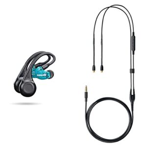 shure aonic 215 tw2 in ear headphones, blue & shure universal communication cable, black