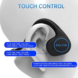 Ralyin Bone Conduction Headphones, Open Ear Headphones/Bluetooth Wireless Sport Headphones with Music/Game Mode,Touch Control, Sweat Resistant Wireless Earphones for Workouts and Running