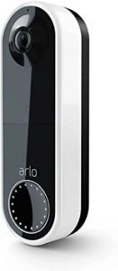 arlo essential wire-free video doorbell – hd video, 180° view, night vision, 2 way audio, direct to wi-fi no hub needed, wire free or wired, white – avd2001 renewed