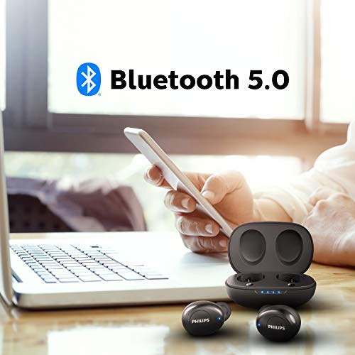 Philips UpBeat UT102 True Wireless in-Ear Earbuds Bluetooth 5.0 Headphone, TWS Stereo with 3+9 Hours Playtime, Multifunction Button + Smart Pairing (TAUT102BK)