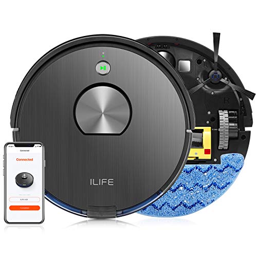 ILIFE A10 Mopping Robot Vacuum Cleaner, Robot Vacuum and Mop Combo, Lidar Navigation,2000Pa Strong Suction,Wi-Fi Connected, Works with Alexa, Multiple-Floor Mapping, for Pet Hair, Hard Floor, Carpets.