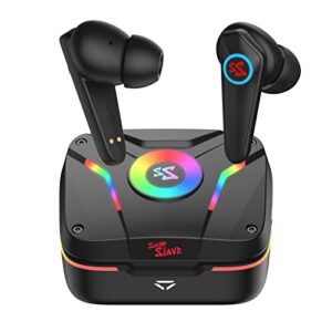 ltc ss-503 tws wireless earbuds, bluetooth 5.1 in-ear earphones with wireless charging case ipx4 waterproof, built-in mic rgb stereo headphones for sport, gaming, black
