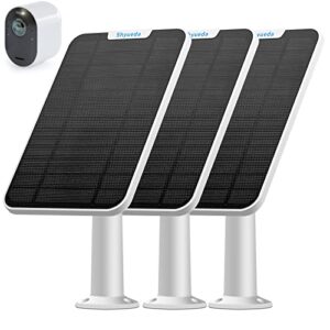 4w solar panel charging compatible with arlo pro 3/pro 4/pro 5s/ultra/ultra 2/go 2 only, with 13.1ft waterproof charging cable, ip65 weatherproof,includes secure wall mount(3-pack)(magnetic connector)