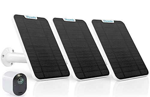4W Solar Panel Charging Compatible with Arlo Pro 3/Pro 4/Pro 5S/Ultra/Ultra 2/Go 2 only, with 13.1ft Waterproof Charging Cable, IP65 Weatherproof,Includes Secure Wall Mount(3-Pack)(magnetic connector)