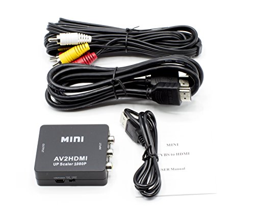 THE CIMPLE CO RCA to HDMI Converter (Analog to Digital Converter) - Converts from RCA/Composite/Red-White-Yellow - Does not Work in Reverse - UP CONVERTS - Black Kit