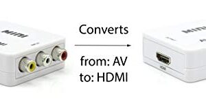 THE CIMPLE CO RCA to HDMI Converter (Analog to Digital Converter) - Converts from RCA/Composite/Red-White-Yellow - Does not Work in Reverse - UP CONVERTS - Black Kit