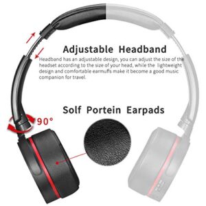 Bluetooth Wireless Over-Ear Headphones FM Stereo Radio Headset Micro SD Card Mp3 Player Built-in Lithium Battery and Microphone for PC/Cellphone/Travel/Work(Black)