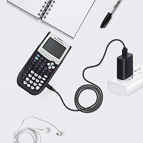 Charger Adapter for TI-84 Plus CE Color/C Silver Edition, TI-Nspire CX II/TI-Nspire CX II CAS Color Texas Instruments Graphing Calculators with 5FT USB Data/Charging Cable Cord