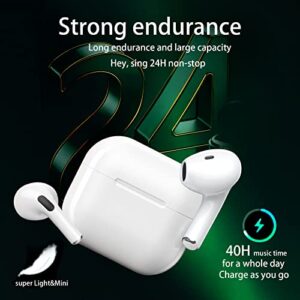 Wireless Earbuds Bluetooth 5.3 IPx7 Waterproof 3D Stereo Deep Bass Sports Mic Noise Reduction 40Hrs Playtime Mini Charging Case for Android iPhone Small Ears.