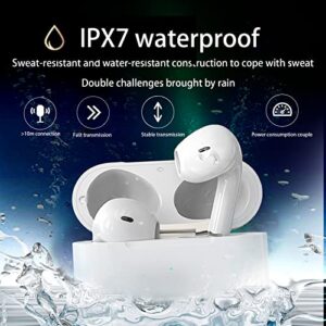 Wireless Earbuds Bluetooth 5.3 IPx7 Waterproof 3D Stereo Deep Bass Sports Mic Noise Reduction 40Hrs Playtime Mini Charging Case for Android iPhone Small Ears.