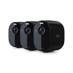 arlo essential spotlight camera | 3 pack | wire-free, 1080p video | color night vision, 2-way audio, black (renewed)