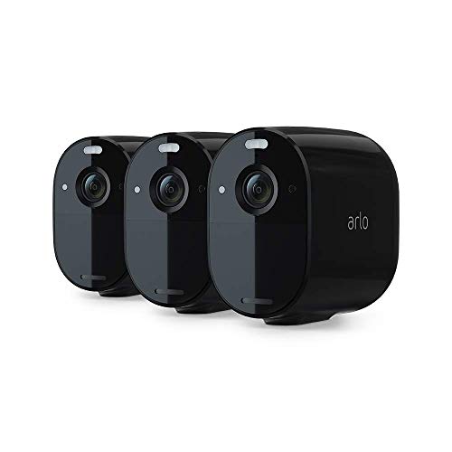 Arlo Essential Spotlight Camera | 3 Pack | Wire-Free, 1080p Video | Color Night Vision, 2-Way Audio, Black (Renewed)