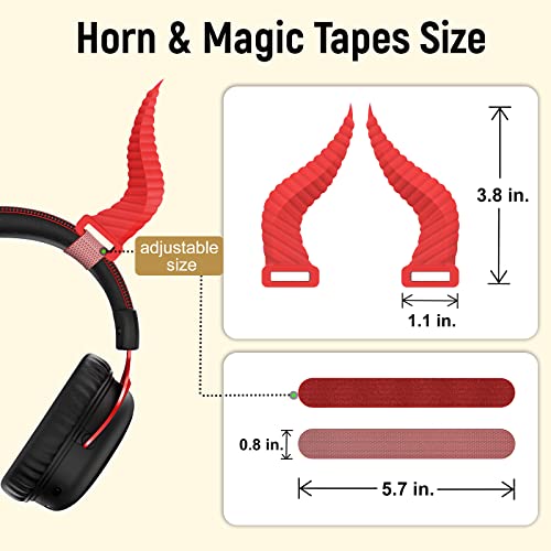 TOLUOHU Cool Horn Headphone Attachment for All Over-Ear Headphones, Cosplay Photo Gaming Headset Props for E-Sports Gamers & Audio Anchors with Adjustable Accessories ( Red )
