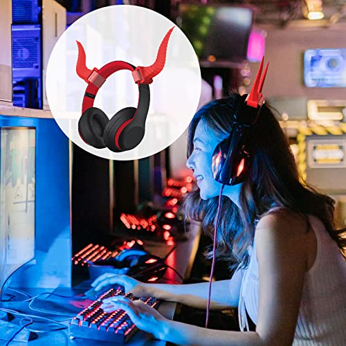 TOLUOHU Cool Horn Headphone Attachment for All Over-Ear Headphones, Cosplay Photo Gaming Headset Props for E-Sports Gamers & Audio Anchors with Adjustable Accessories ( Red )