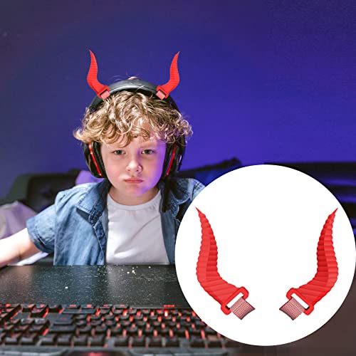 TOLUOHU Cool Horn Headphone Attachment for All Over-Ear Headphones, Cosplay Photo Gaming Headset Props for E-Sports Gamers & Audio Anchors with Adjustable Accessories ( Red )