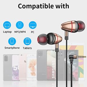 3.5mm Headphone for Samsung A13 A52s Earphone Hi-Fi Stereo Headphone Noise Cancelling Wired Earbuds in-Ear Headset with Mic Volume Control for Galaxy S10+, Moto G Pure, One 5G Ace, Pixel 5a Brown