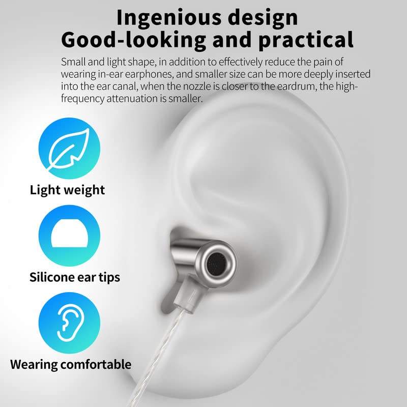 KZ LingLong in-Ear Wired Earbuds Mini Dynamic Drivers Balanced Auditory Sensation Compact Sports Music 3.5mm Headphones（Sliver,no mic）