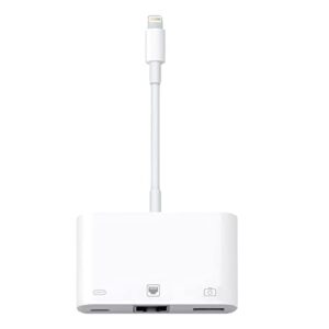 lightning to rj45 adapter, 3 in 1 rj45 ethernet lan network adapter with usb camera adapter and charge port compatible with iphone/ipad/ipod, plug and play, supports 100mbps ethernet network