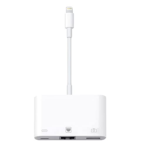 Lightning to RJ45 Adapter, 3 in 1 RJ45 Ethernet LAN Network Adapter with USB Camera Adapter and Charge Port Compatible with iPhone/iPad/iPod, Plug and Play, Supports 100Mbps Ethernet Network