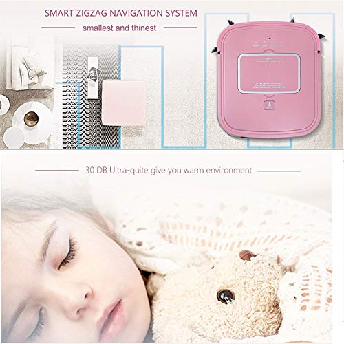 Slim 2.95cm Robot Vacuum Cleaner Carpet Cleaner Machine, APP Control Self Sweeping Mopping Robot Suction Sweep Machine for Pet Hair Dust,Pink