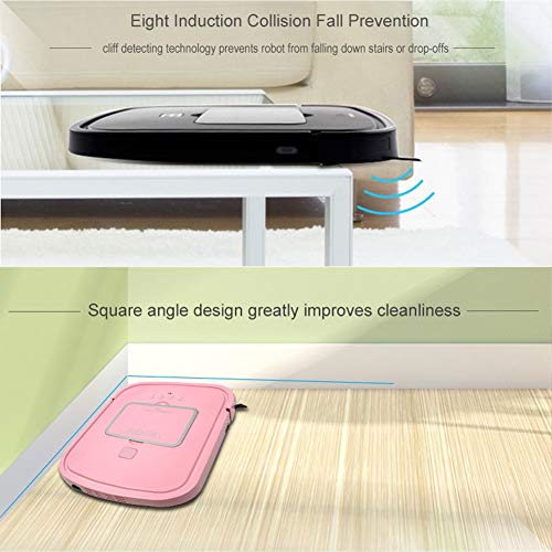 Slim 2.95cm Robot Vacuum Cleaner Carpet Cleaner Machine, APP Control Self Sweeping Mopping Robot Suction Sweep Machine for Pet Hair Dust,Pink