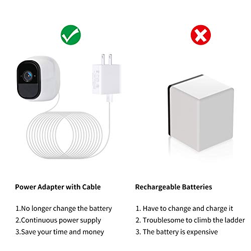 2Pack Power Cable for Arlo Pro and Arlo Pro 2, 16.4Ft/5m Weatherproof USB Cable, with Quick Charge 3.0 Power Adapter Continuously Charging Your Arlo Camera - by ALERTCAM