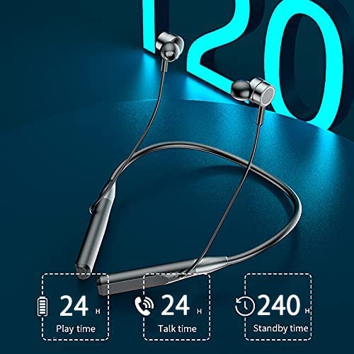 TOP Bluetooth Neckband Headphones with 24 H Playtime, 10 mm Drivers, Flexible V5.0 Wireless Headset w/Mic Sports Earbuds for Gym Running HD Stereo Bass Noise Cancelling Earphones for IPhone Samsung LG