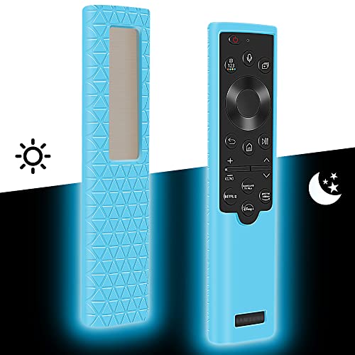 Silicone Protective Case Cover for Newest Samsung Smart TV Solar Cell Remote Control 2022,for Samsung BN59-01385 BN59-01386 BN59-0139 Frame Remote Battery Back Covers Skin Holder Protector-Glowblue