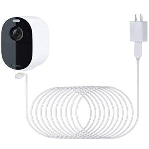 30ft magnetic charging cable with power adapter for arlo pro4 and ultra 2, continuous outdoor power supply for your arlo security camera (white)