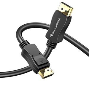 bluerigger 8k displayport cable 1.4 (10ft, 32.4gbps, hdr10+, dp to dp, 8k@60hz, 4k@144hz, 2k@165hz, 1080p@240hz) display port 144hz per vesa specifications for laptop pc graphics card, gaming monitor