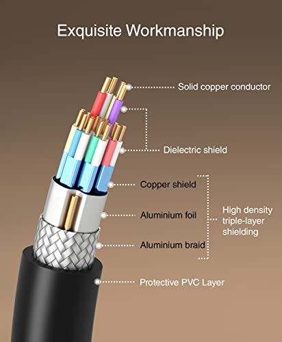 BlueRigger 8K DisplayPort Cable 1.4 (10FT, 32.4Gbps, HDR10+, DP to DP, 8K@60Hz, 4K@144Hz, 2K@165Hz, 1080p@240Hz) Display Port 144Hz per VESA Specifications for Laptop PC Graphics Card, Gaming Monitor