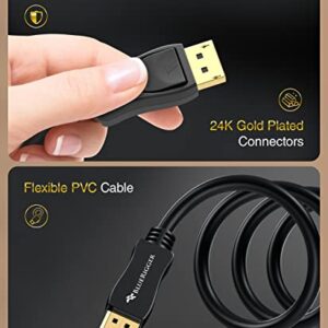 BlueRigger 8K DisplayPort Cable 1.4 (10FT, 32.4Gbps, HDR10+, DP to DP, 8K@60Hz, 4K@144Hz, 2K@165Hz, 1080p@240Hz) Display Port 144Hz per VESA Specifications for Laptop PC Graphics Card, Gaming Monitor