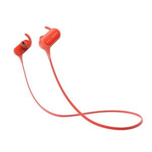 Sony Extra Bass Bluetooth Headphones, Best Wireless Sports Earbuds with Mic/ Microphone, IPX4 Splashproof Stereo Comfort Gym Running Workout up to 8.5 hour battery, red