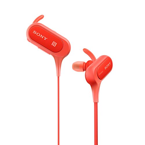 Sony Extra Bass Bluetooth Headphones, Best Wireless Sports Earbuds with Mic/ Microphone, IPX4 Splashproof Stereo Comfort Gym Running Workout up to 8.5 hour battery, red
