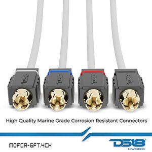DS18 MOFCR-6FT.4CH 6 Foot 4 Channel Waterproof OFC Marine RCA Audio Interconnect Stereo Cable - 6 Feet
